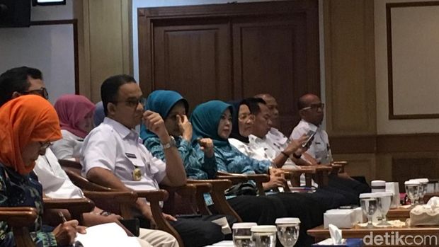  Gubernur DKI Jakarta Anies Baswedan menghadiri rapat koordinasi tim penggerak PKK di Kebagusan, Jaksel, Rabu (21/2/2018)