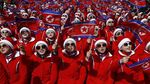Aksi Cheerleader Korea Utara di Olimpiade Musim Dingin