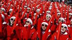 Aksi Cheerleader Korea Utara di Olimpiade Musim Dingin