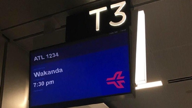 Guyonan penerbangan ke Wakanda (Atlanta Airport/Twitter) Guyonan penerbangan ke Wakanda (Atlanta Airport/Twitter)