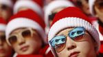 Aksi Cheerleader Korea Utara di Olimpiade Musim Dingin