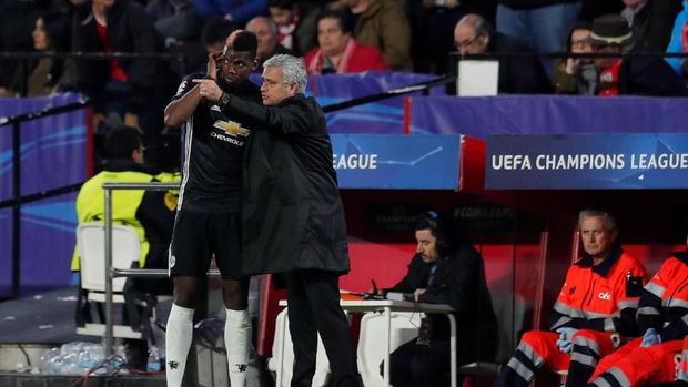 Paul Pogba menjadi pemain pengganti dalam leg pertama babak 16 besar Liga Champions melawan Sevilla.