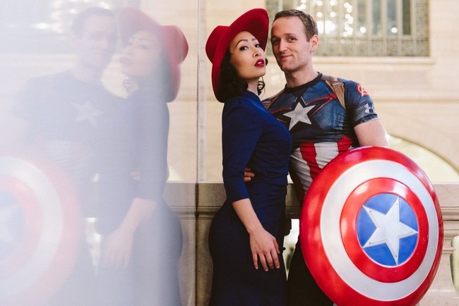 Penampilan mereka saat menjadi Agen Peggy Carter dan Steve Rogers dari Captain America. Foto: dok. Isaac James
