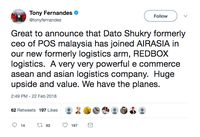 AirAsia Gaet Mantan Bos Pos Malaysia ke Divisi Logistik