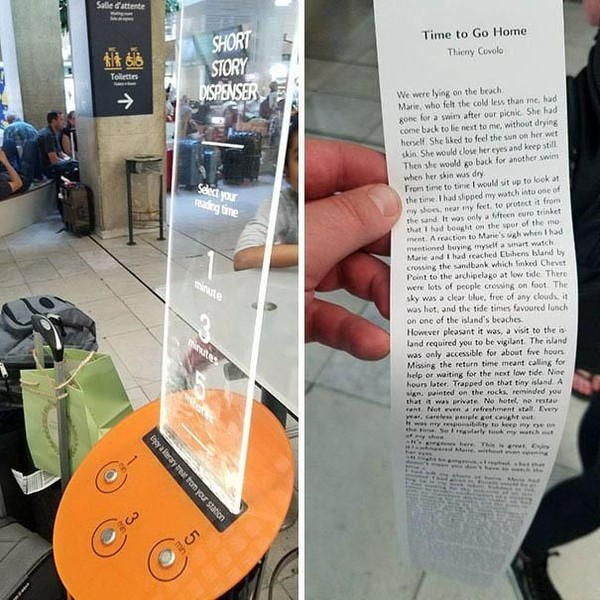Di Bandara Edmonton, Kanada, kamu yang merasa bosan bisa membaca cerita-cerita pendek lewat mesin ini. Traveler tinggal pilih dan tekan tombol, cerita pendek langsung bisa keluar (Bored Panda) Di Bandara Edmonton, Kanada, kamu yang merasa bosan bisa membaca cerita-cerita pendek lewat mesin ini. Traveler tinggal pilih dan tekan tombol, cerita pendek langsung bisa keluar (Bored Panda)