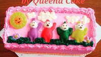 Untung kue yang satu ini masih punya matahari bergambar wajah bayi yang menggemaskan. Kalau tidak pasti akan terlihat aneh. Foto: Instagram @rep.queenacake.pekanbaru Foto: Istimewa