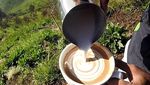 Anti Mainstream! 10 Foto Tunjukkan Pria Ini Bikin Latte Art di Puncak Gunung Indonesia