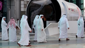 Perhelatan UAE Innovation Month di Dubai jadi ajang yang dipilih untuk memamerkan prototipe kereta kapsul Virgin Hyperloop One. (Foto: Reuters)