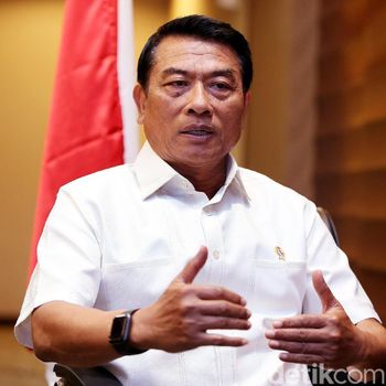 Moeldoko saat berbincang dengan detikcom di Kantor Staf Presiden.