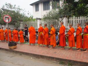 Mencoba Tradisi Beri Makan Biksu di Laos