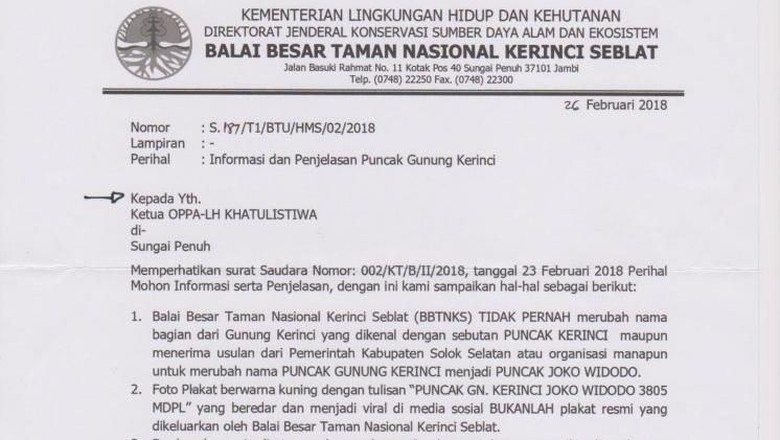 Beredar Di Medsos Surat Bantahan Soal Puncak Jokowi Di Kerinci