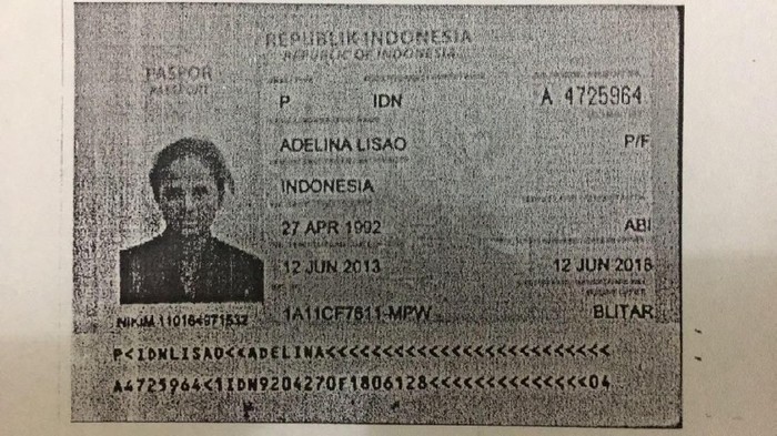 Paspor TKI Adelina Lisao