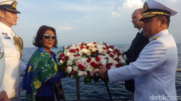 Kedutaan Besar Australia menggelar upacara peringatan perang selat Sunda di perairan Banten, Rabu (28/2/2018)