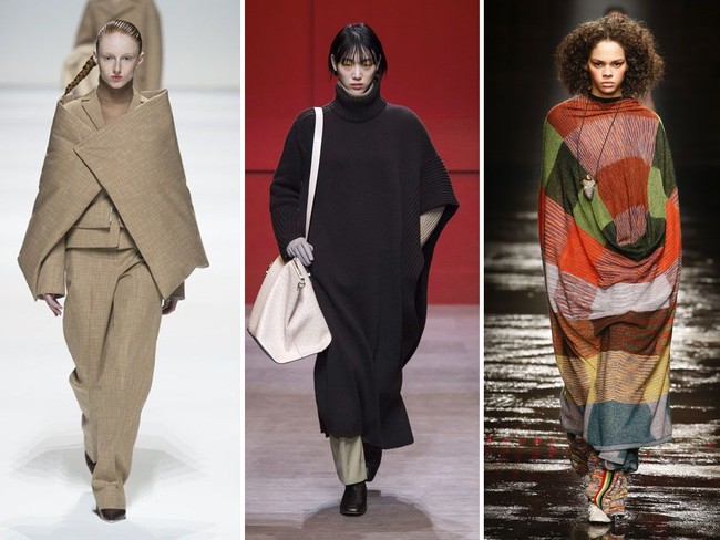 Blanket your way. Sweater berbentuk ponco hingga memanjang seperti dress mewarnai beberapa koleksi desainer dunia di Milan. Tak hanya modis, tubuh Anda akan tetap hangat maksimal di musim dingin. (Foto: Dok. Vogue)