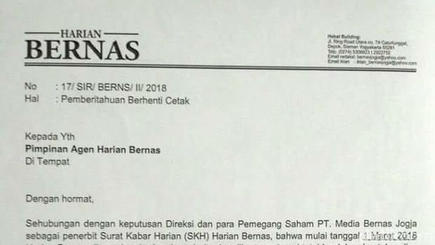 Bernas migrasi ke digital mulai 1 Maret 2018