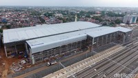 Penampakan pembangunan depo MRT yang terus menunjukkan kemajuan.