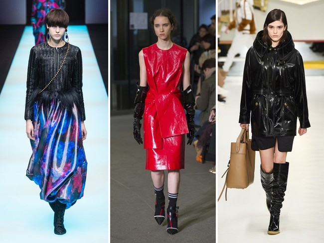 Plastic fantastic. Outerwear berbahan PVC (plastic polyvinyl chloride) yang mengilap menjadi tawaran menarik di musim ini. Ada kesan menggoda yang terpancar. (Foto: Dok. Vogue)