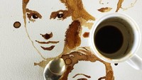 Sangat artistik! Sketsa tiga wajah wanita ini dibuat dari ampas kopi. Keren ya? Foto: Instagram @bernulia