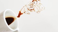 Karakter Coco pun dilukis dengan sisa air kopi oleh Giulia Bernardelli. Foto: Instagram @bernulia