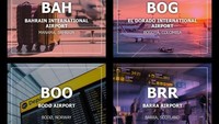 Situs pemesanan tiket, Globehunters membuat daftar kode nama bandara di dunia yang terdengar lucu. Ada bandara BAH yaitu Bandara Bahrain (Globehunters)