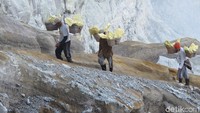 Saat di Gunung Ijen, kamu dapat bertemu para penambang belerang (Afif Farhan/detikTravel)