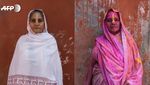 Before-After Kaum Janda yang Ikuti Festival Warna di India Utara