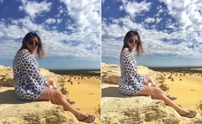 Hasil editan foto ini juga bisa mengubah bentuk tubuh menjadi lebih ramping. Foto: Dok. Kanahoooo Weibo