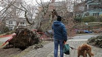 Badai Musim Dingin Riley ini pada Jumat (2/3) waktu setempat menimbulkan salju setebal lebih dari 30,5 cm di wilayah bagian barat dan utara negara bagian New York, dengan hujan lebat mengguyur di wilayah-wilayah pantai. (Foto: AFP)