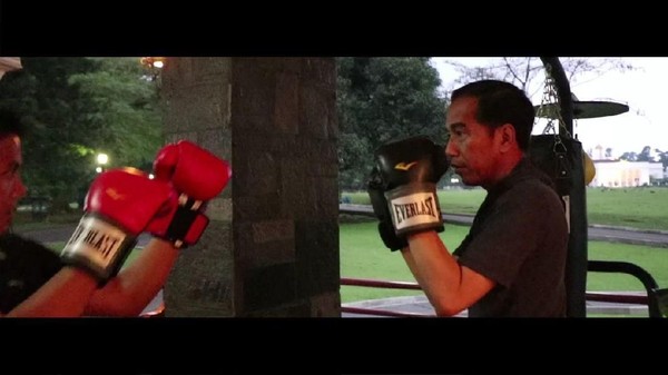 Foto: Aksi Jokowi Latihan Tinju di Istana Bogor