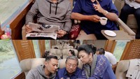 Quality time bersama keluarga, Agus dan ayahnya menikmati secangkir kopi di atas kereta. Ada juga Ibu Ani yang sudah siap dengan kameranya. Foto: Instagram agusyudhoyono