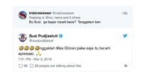 Ditanya apakah akan meminta royalti kepada Gibran, Susi justru mengaku merasa diapresiasi (Foto: Dok. Screenshot Twitter)