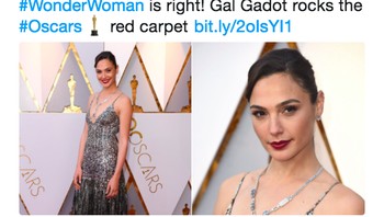 Gal Gadot rock the Oscars! tulis media Variety di medsos. Foto: istimewa