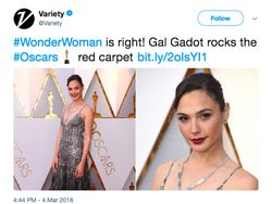 Kecantikan Gal Gadot di Piala Oscar Bikin Netizen Terkesima