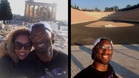 Selfie Black Mamba (julukan Kobe) bersama istrinya di Athena, Yunani (kobebryant/Instagram)