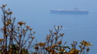 Kapal induk AS ini melakukan port call atau pemberhentian resmi selama empat hari di pusat kota Danang dalam rangka kunjungan simbolis bersejarah. Foto: REUTERS/Kham
