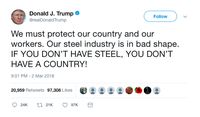 Membaca Kembali Twit-twit Trump Soal Bea Impor Baja