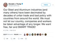 Membaca Kembali Twit-twit Trump Soal Bea Impor Baja