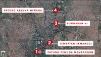 Penataan trotoar ini memanjang dari Sudirman hingga Thamrin