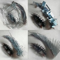 Inilah sejumlah kreasi alis yang pernah dibuat Milan. Ada paku hingga isi staples.  Foto: Instagram/Milan Bauranov