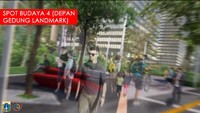 Di depan gedung Landmark akan dibuat spot budaya. Di sudut trotoar ini akan ditampilkan kegiatan seni dan budaya. (Foto: Screenshot YouTube Pemprov DKI Jakarta)