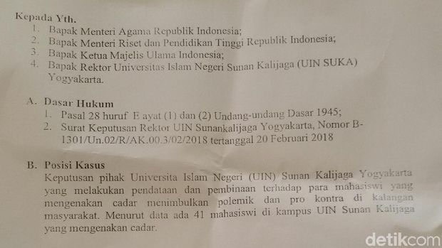 Surat yang ditulis Baharuddin Kamba. 