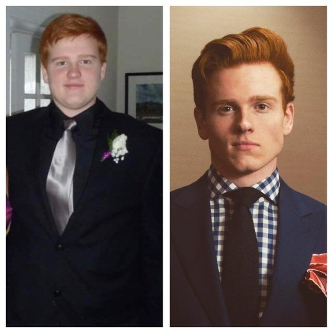 Bertubuh gemuk dengan bentuk hidung yang membulat. Begitulah penampilan cowok 17 tahun itu. Namun empat tahun berselang, saat usianya 21 tahun, dia berubah menjadi pria dewasa yang lebih tampan.  Foto: dok. Reddit