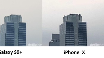 Inilah hasilnya. Galaxy S9+ tampak lebih jelas, sementara iPhone X pecah. Foto: Adi Fida Rahman/detikINET