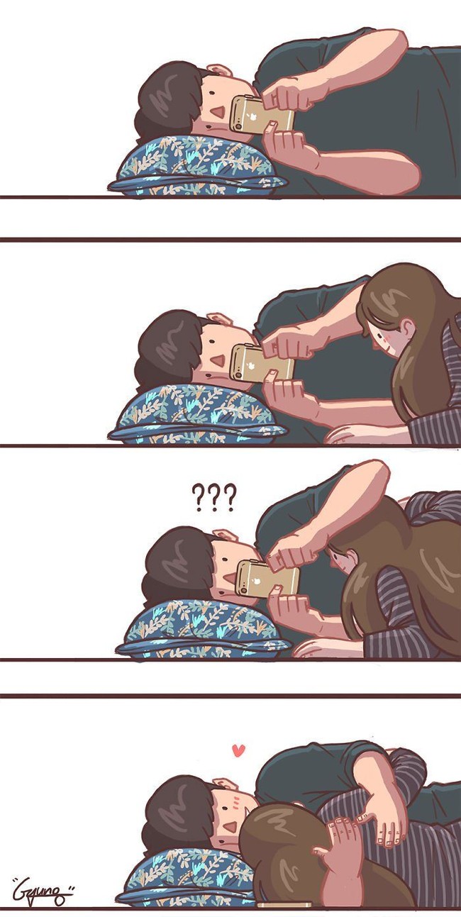 Jatuh cinta artinya kita tahu mana yg lebih penting yaitu kebersamaan dengan pasangan tanpa ada gadget di antara kita. Foto: Dok. Instagram gyung_studio