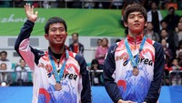 Juga bersama Lee Yong Dae, Jung Jae Sung naik podium pada tiga Kejuaraan Dunia. Mereka meraih perak dari Kejuaraan Dunia 2007 dan 2009 kemudian perunggu pada 2011. (Mark Dadswell/Getty Images)