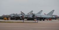 Eurofighter Typhoon aircraft are seen on the apron at RAF Coningsby in Lincolnshire, Britain, March 7, 2018. REUTERS/Phil Noble