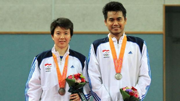 Tontowi Ahmad/Liliyana Natsir saat tampil di Asian Games 2014 Incheon. 