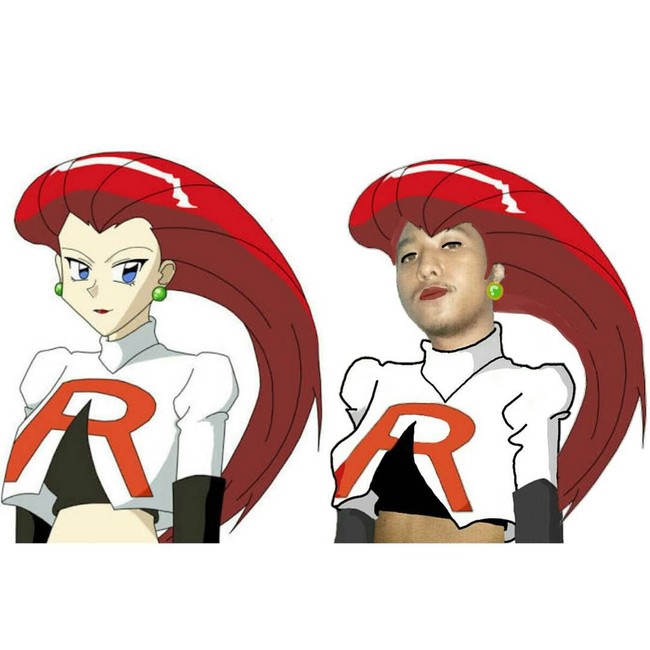 Tak hanya mengubah wajahnya dan berpose jadi berbagai selebriti cantik, Ojmo juga mengedit wajahnya jadi tokoh kartun Team Rocket dalam serial Pokemon Foto: Instagram
