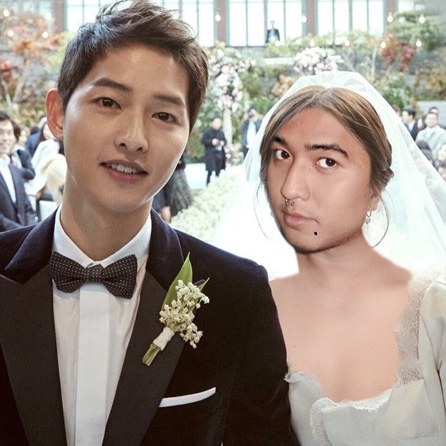 Saat Ojmo jadi Song Hye Kyo di pernikahannya bersama Song Joong Ki. Foto: Instagram