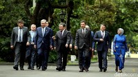 Rombongan delegasi senat Kazakhstan saat tiba di Istana Merdeka.